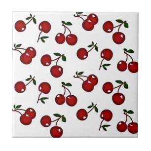 De Cerâmica Azulejo Branco com Cerejas Vermelhas RAB Rockabill