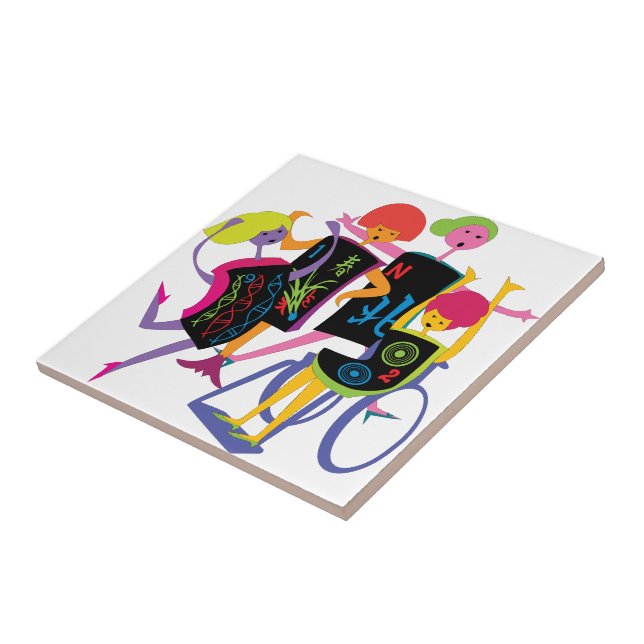 De Cerâmica Azulejo Branco da dança feliz Mah Jongg (Lateral)