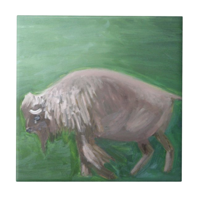 De Cerâmica Azulejo branco do búfalo (Frente)