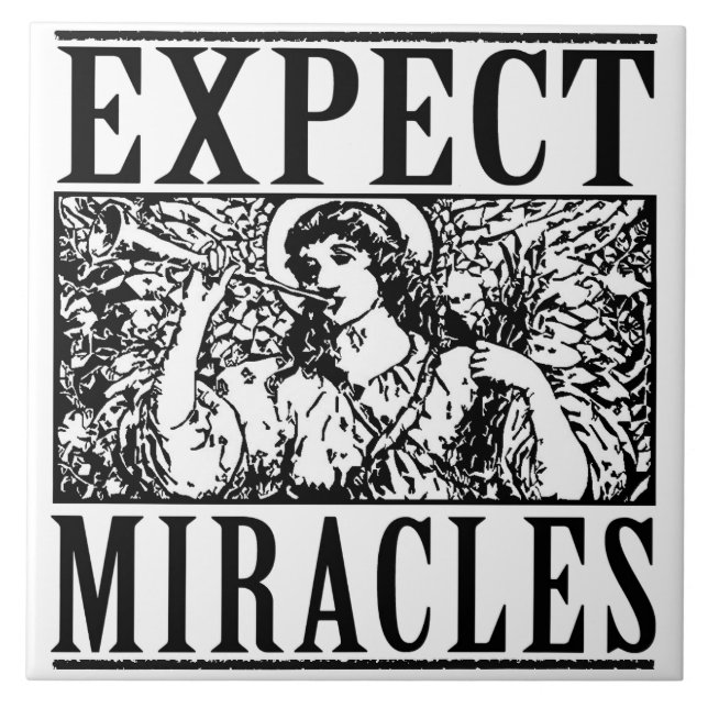 De Cerâmica Azulejo branco Expect Miracles 6" sq (Frente)