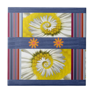 De Cerâmica Azulejo Branco Floral Margarida
