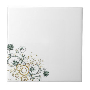 De Cerâmica Azulejo Branco Flores Azuis Douradas Floral