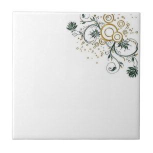 De Cerâmica Azulejo Branco Flores Azuis Douradas Floral