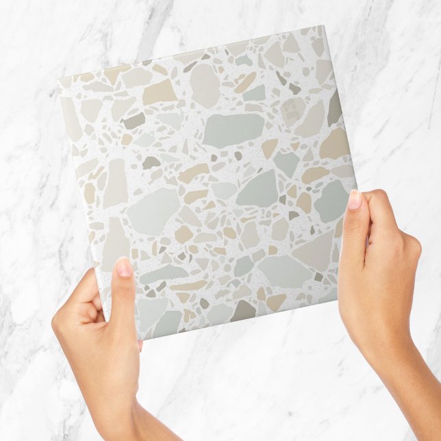 De Cerâmica Azulejo Branco moderno e simples Terrazzo (modern minimalist white terrazzo tile)