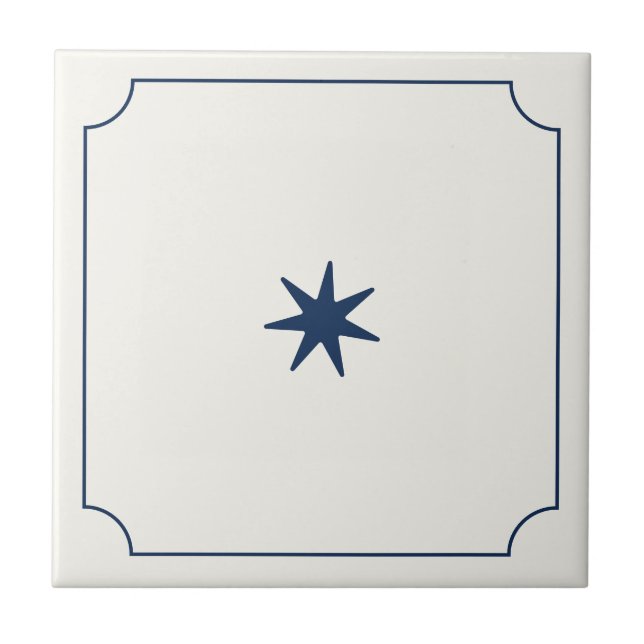 De Cerâmica Azulejo branco simples moderno com estrela (Frente)