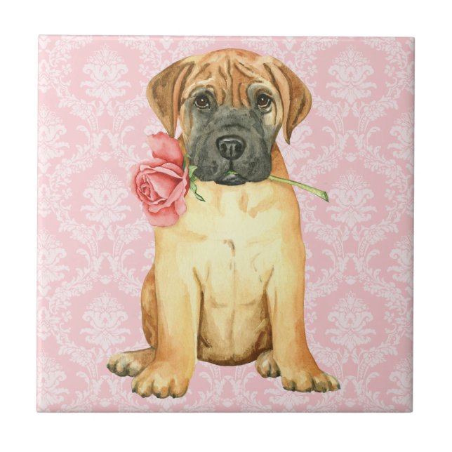 De Cerâmica Azulejo Bullmastiff Rosa (Frente)