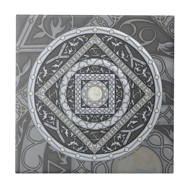 De Cerâmica Azulejo Cancer Mandala (Frente)