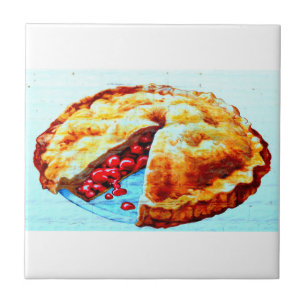 De Cerâmica azulejo caseiro da torta da cereja