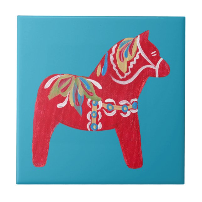 De Cerâmica Azulejo Cavalo Dala Vermelho (Frente)