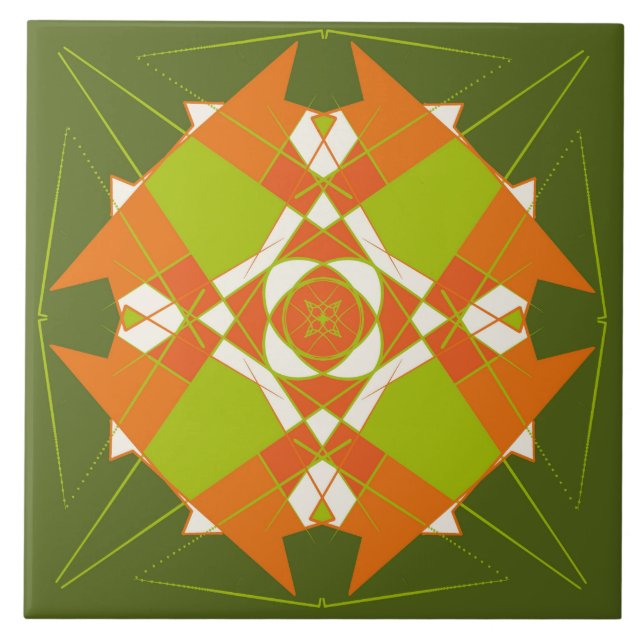 De Cerâmica azulejo cerâmico abstrato elegante verde (Frente)