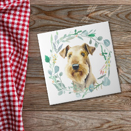 De Cerâmica Azulejo cerâmico Airedale Terrier Watercolor Wreat