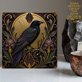 DE CERÂMICA  AZULEJO CERÂMICO ART DÉCO EXÓTICO CORVO
