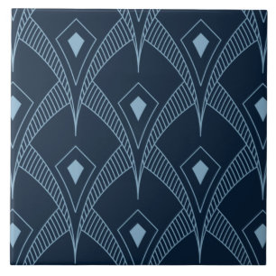 De Cerâmica Azulejo cerâmico - Art Deco Fan Design Blue Design