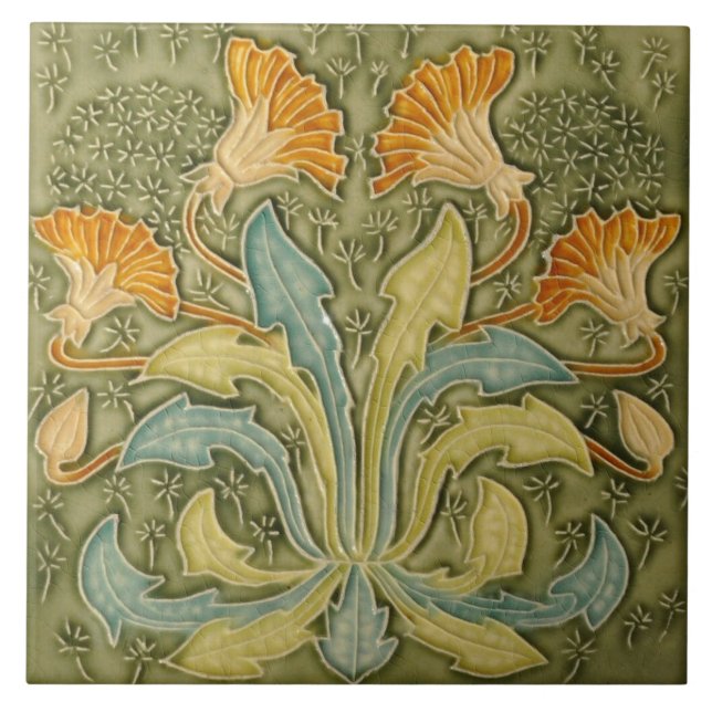 De Cerâmica Azulejo cerâmico - Art Nouveau Dandelion Flowers (Frente)