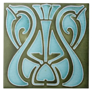 De Cerâmica Azulejo cerâmico - Art Nouveau Design Teal Green