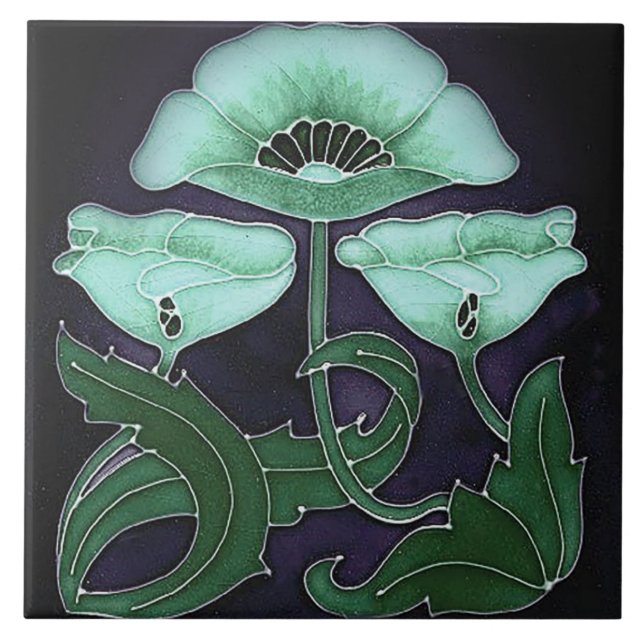 De Cerâmica Azulejo cerâmico - Art Nouveau Floral Design (Frente)