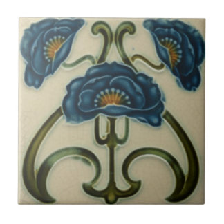 De Cerâmica Azulejo cerâmico - Art Nouveau Três Poppias Azuis