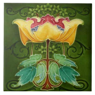 De Cerâmica Azulejo cerâmico - Arte Floral Amarela Nouveau