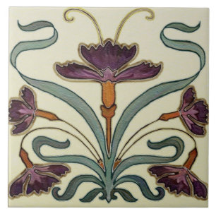 De Cerâmica Azulejo cerâmico - Arte Floral Roxa Nouveau