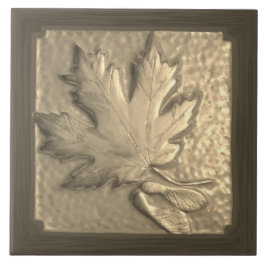 De Cerâmica Azulejo cerâmico, artesão Maple Leaf gold tone