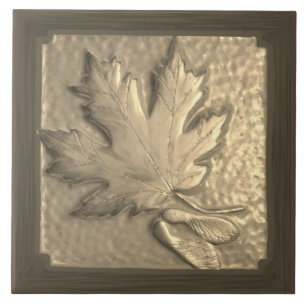 De Cerâmica Azulejo cerâmico, artesão Maple Leaf gold tone
