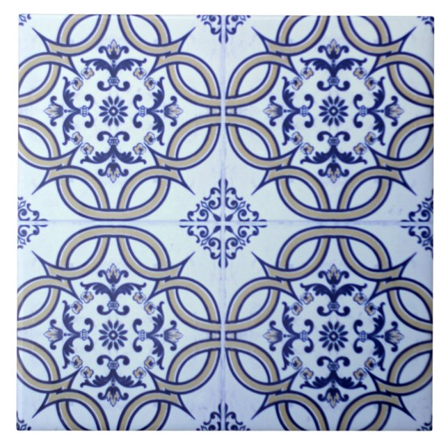 De Cerâmica Azulejo cerâmico azul & branco espanhol da foto (Frente)