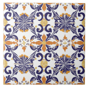 De Cerâmica Azulejo Cerâmico Azul, Dourado e Branco
