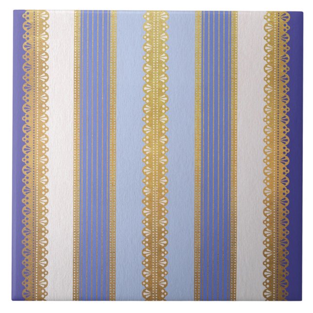 De Cerâmica Azulejo Cerâmico Azul e Dourado (Frente)