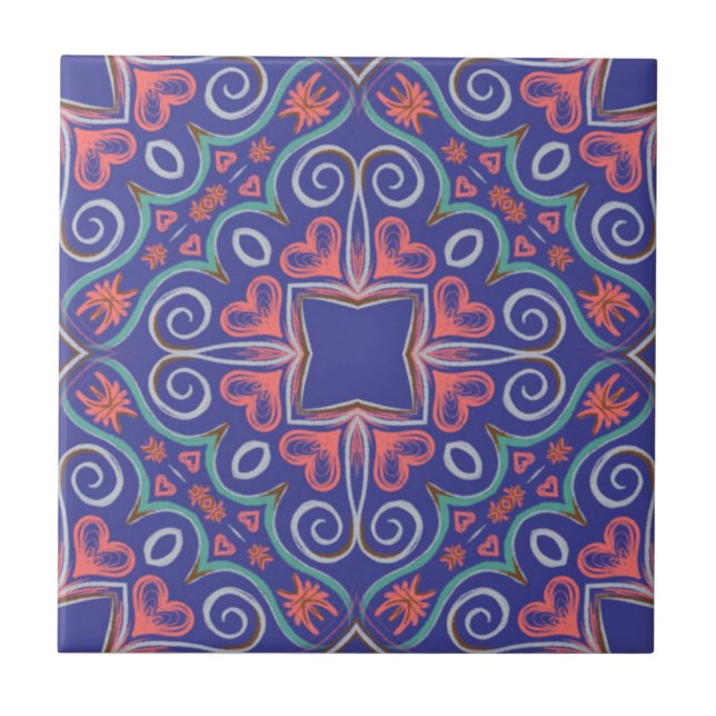 De Cerâmica Azulejo cerâmico azul roxo (Frente)