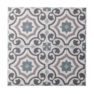 De Cerâmica Azulejo cerâmico - Azulejo branco, azul e Cinza