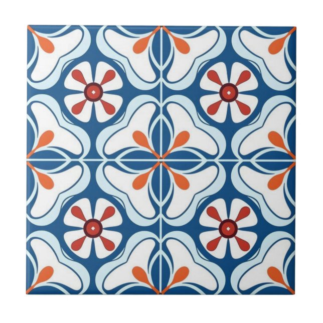 De Cerâmica Azulejo cerâmico - Azulejo Orange White (Frente)
