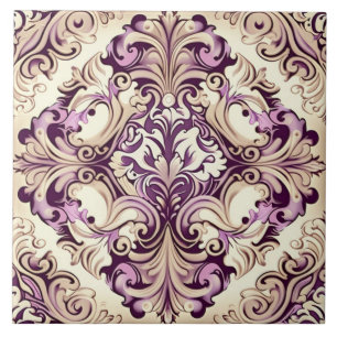 De Cerâmica Azulejo cerâmico bege e barroco cor-de-rosa