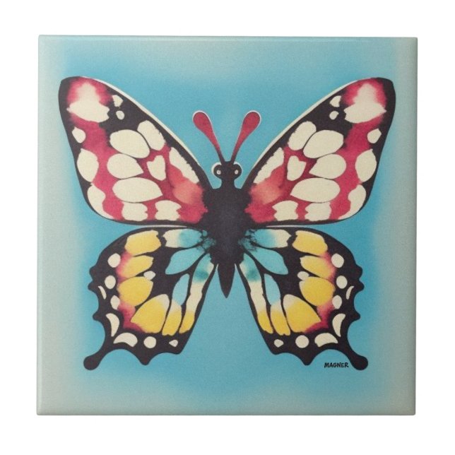 De Cerâmica Azulejo cerâmico borboleta (Frente)