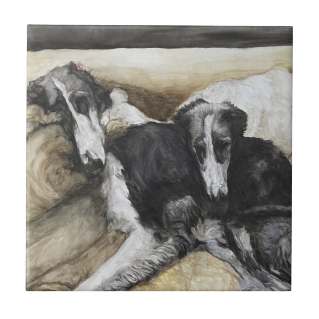 De Cerâmica Azulejo cerâmico Borzoi Russo Wolfhound Dog Art (Frente)