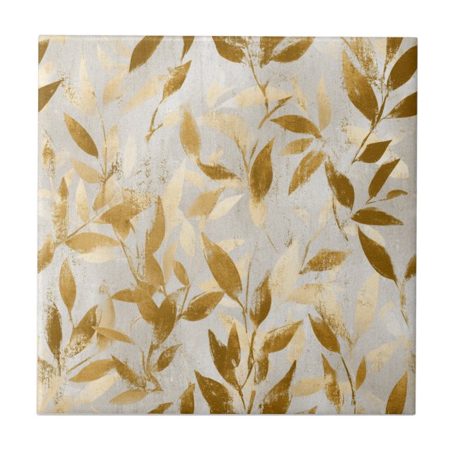De Cerâmica Azulejo Cerâmico Botânico Dourado (Frente)