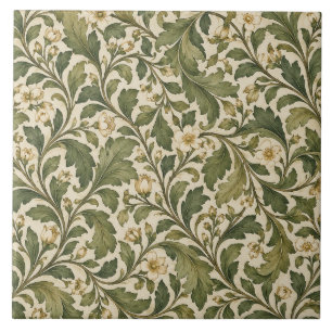 De Cerâmica Azulejo Cerâmico Botânico Verde Salvia Vintage