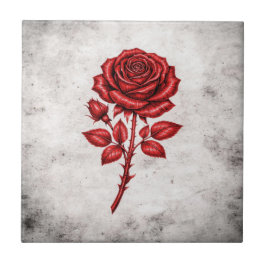 De Cerâmica Azulejo Cerâmico Botânico Vintage Rosa Vermelha El