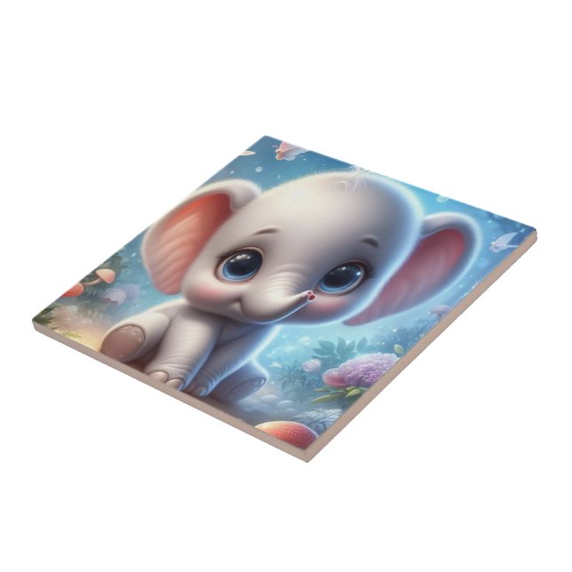 De Cerâmica Azulejo Cerâmico Branco Bebê Elefante Clássico Mod (Lateral)