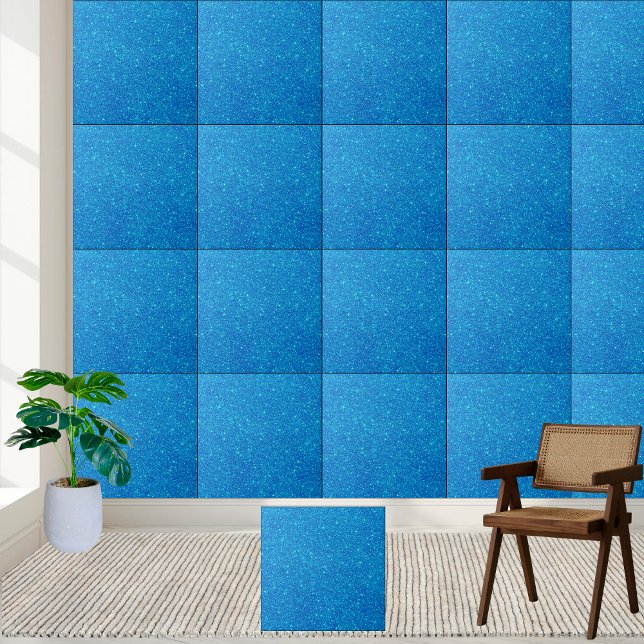 De Cerâmica Azulejo cerâmico brilhante azul (Shimmering Blue Glitter Ceramic Tile)