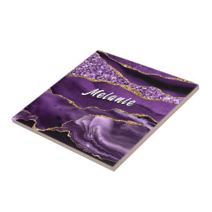 De Cerâmica Azulejo Cerâmico Brilhante Dourado Roxo Presente N