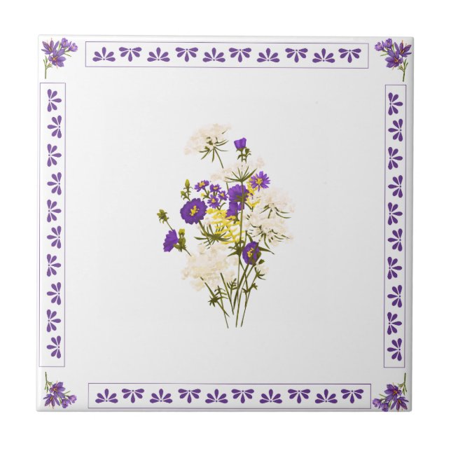 De Cerâmica Azulejo Cerâmico Buquê Roxo (Frente)