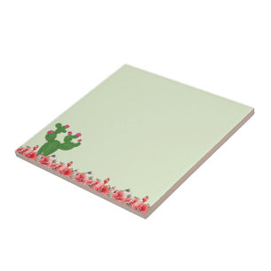 De Cerâmica Azulejo Cerâmico Cacto Verde Flores Laranja