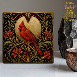 DE CERÂMICA  AZULEJO CERÂMICO CARDINAL VERMELHO ORNADO ART DÉCO