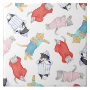 DE CERÂMICA  AZULEJO CERÂMICO CATS PAJAMAS