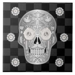De Cerâmica Azulejo cerâmico Chrome Calavera (Rosa Branca)