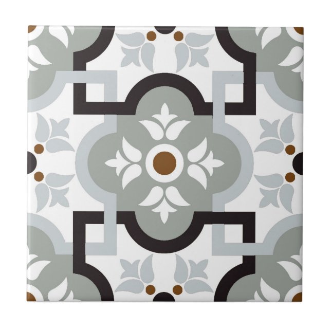 De Cerâmica Azulejo cerâmico - Cinza padrão Preto (Frente)