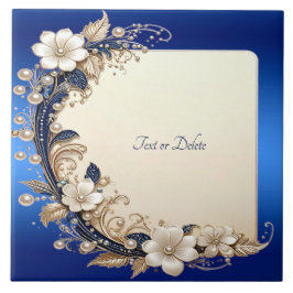 De Cerâmica Azulejo Cerâmico com Enfeite Floral Branco Azul