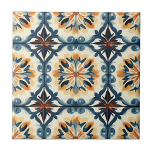 De Cerâmica Azulejo Cerâmico com Padrão Azul Dourado Laranja e