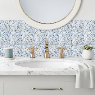 De Cerâmica Azulejo Cerâmico com Padrão Floral Toile Azul Eleg