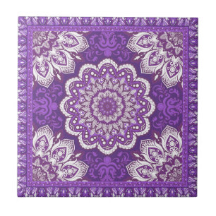 De Cerâmica Azulejo cerâmico com tons roxos, padrão islâmico